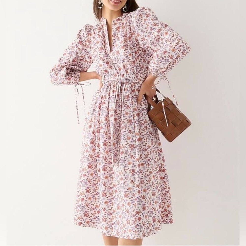 J. Crew Tie-waist V-neck dress in Windsor floral women size S